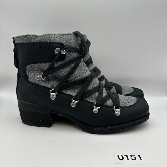 MERRELL Women's 8 Shiloh 2 Warm Pump boot J007720 Black/Gray Zip Up Feature - Picture 5 of 9